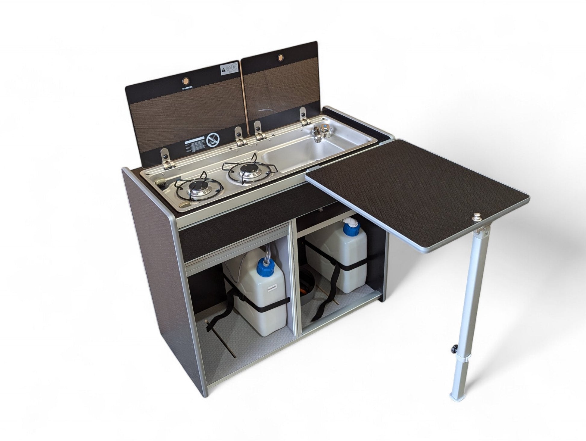 IN STOCK Vangear X - Pod (Gen2.2) Campervan kitchen (Black - Tambour Door) - Vangear UK