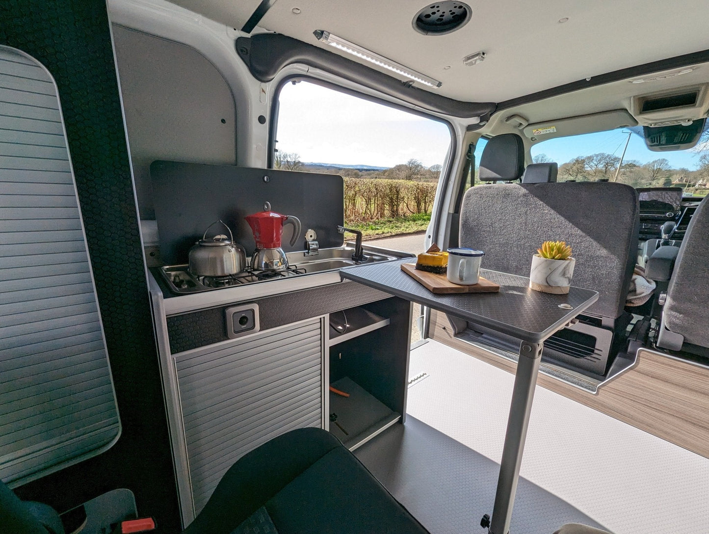 IN STOCK Vangear X - Pod (Gen2.2) Campervan kitchen (Black - Tambour Door) - Vangear UK