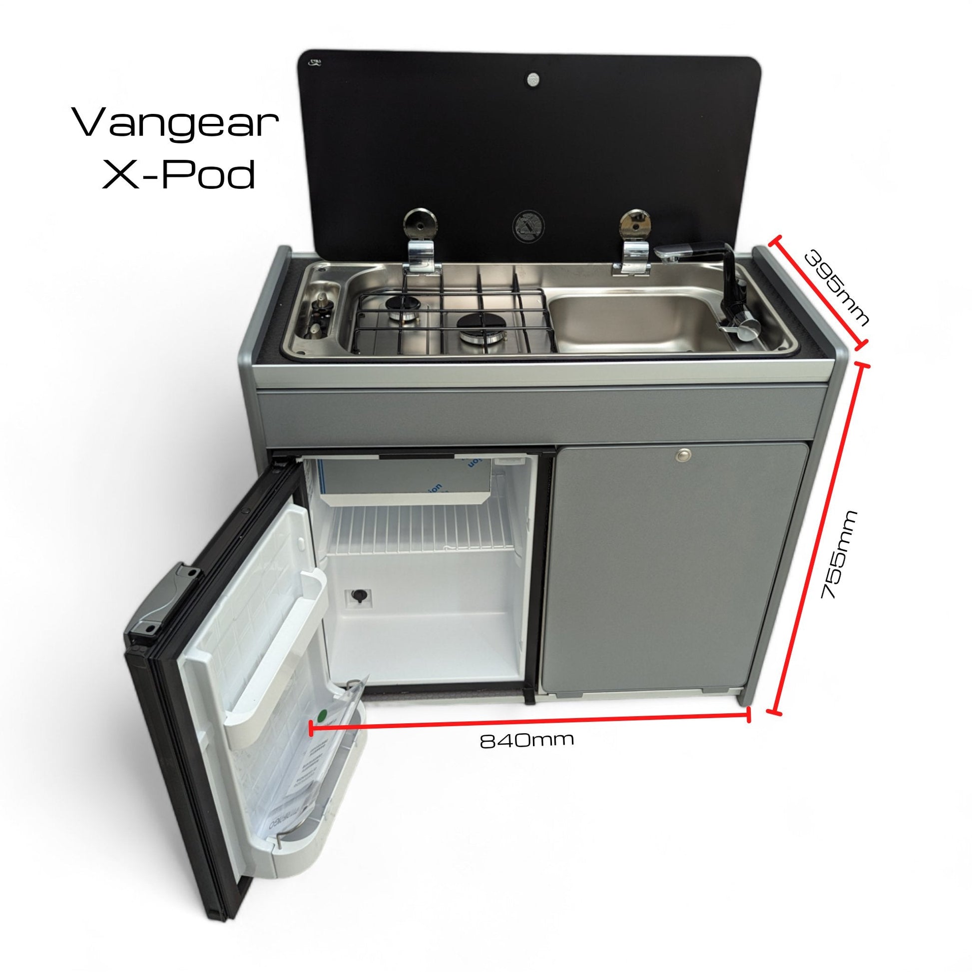 IN STOCK Vangear X - Pod (Gen2.2) Campervan kitchen (Black - Tambour Door) - Vangear UK