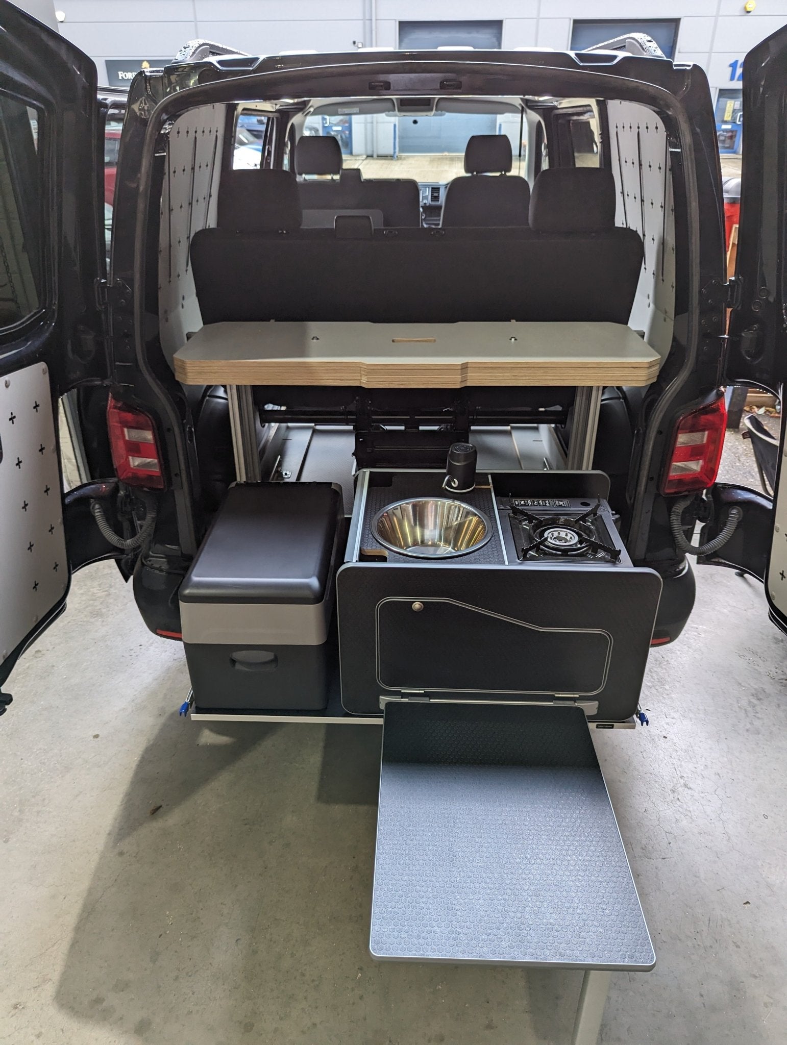 Modular-Bed campervan Bed (split 3/4 front)-3th row seats-VANGEAR ...