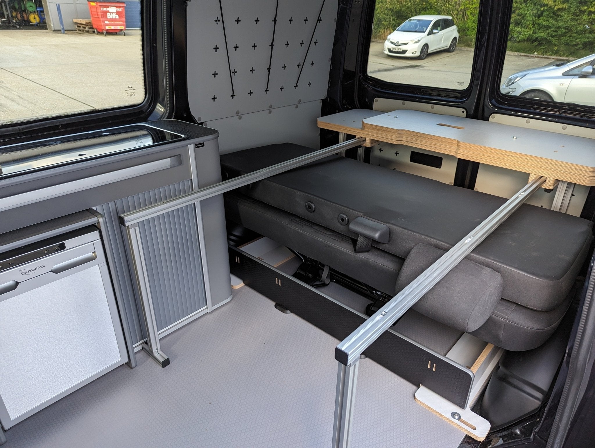 Modular-Bed campervan Bed (split 3/4 front)-3th row seats-VANGEAR ...